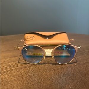 Ray-Ban Blue and Gold Sunglasses with Metal Frame